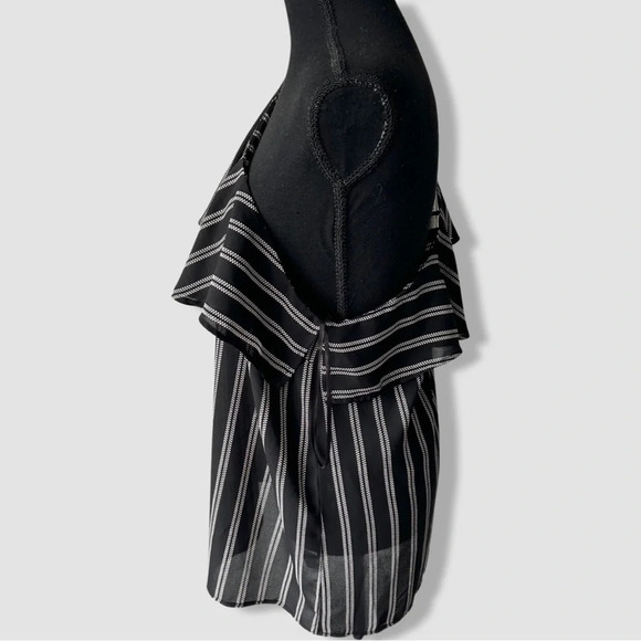 Halogen Pin Stripe One Shoulder Chiffon Blouse - Picture 3 of 14